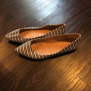 J Crew black and cream striped flats